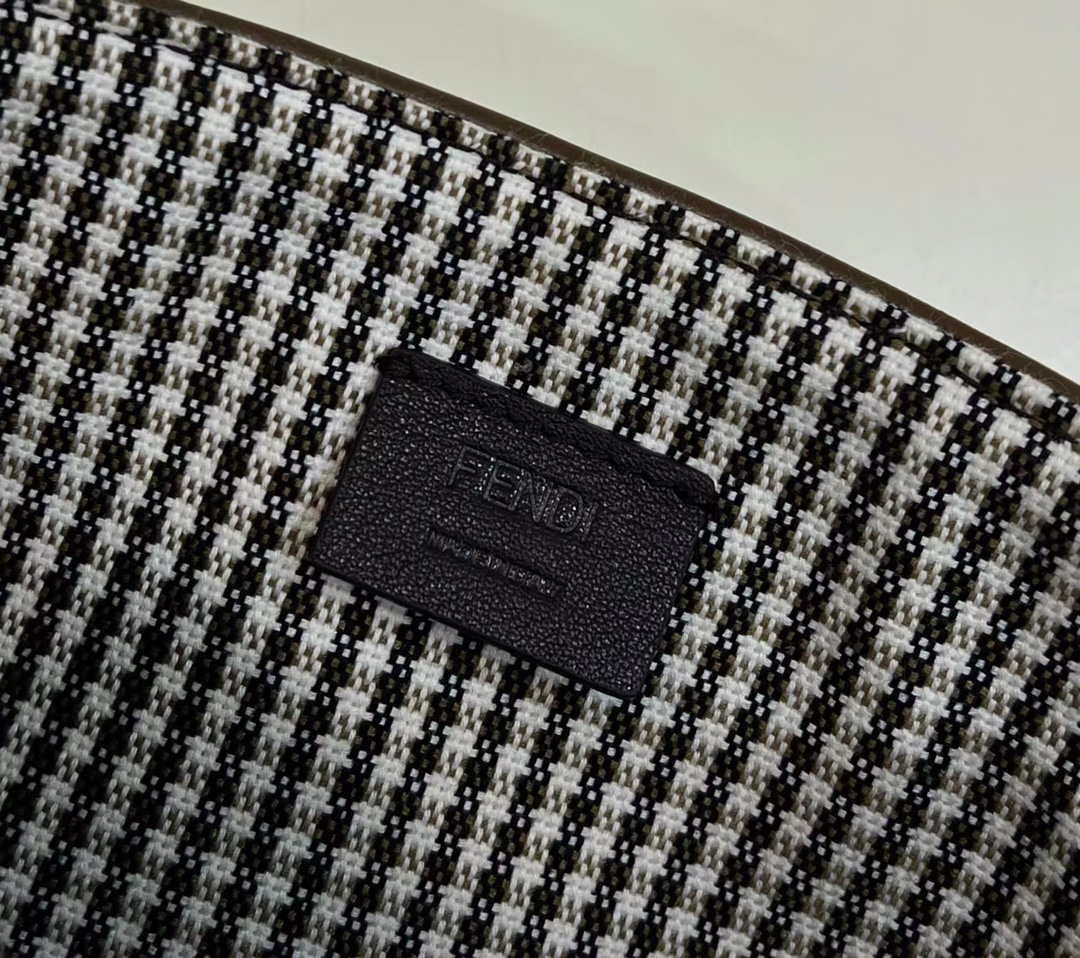 Fendi 8BS017 Mini Baguette Brown houndstooth wool bag with FF embroidery 8588S - Default Title - View 7