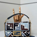 Fendi 8BS017 Mini Baguette canvas bag with FF embroidery 0159BS Blue &Black