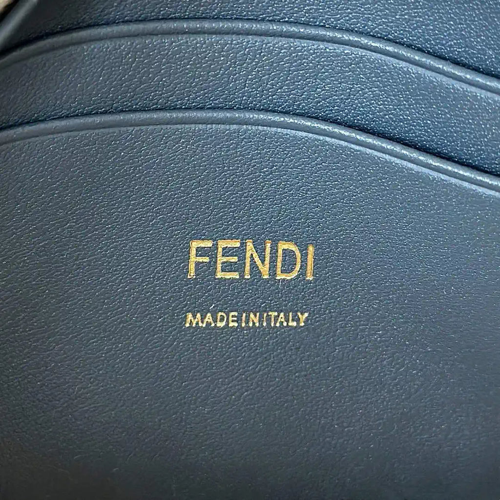 Fendi 8BS017 Mini Baguette canvas bag with FF embroidery 0159BS Blue &Black