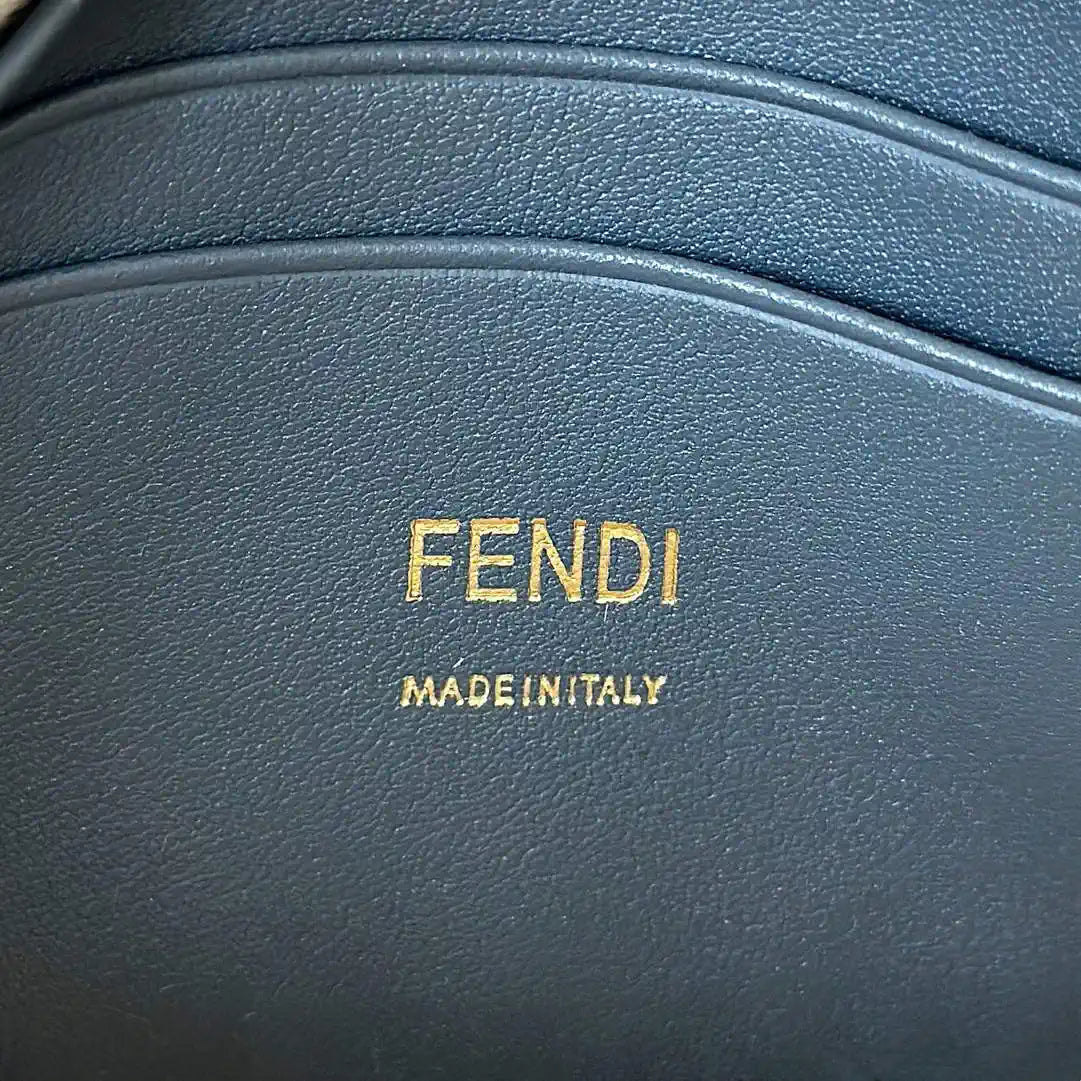 Fendi 8BS017 Mini Baguette canvas bag with FF embroidery 0159BS Blue &Black
