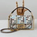 Fendi 8BS017 Mini Baguette canvas bag with FF embroidery 0159BS Ligth Blue