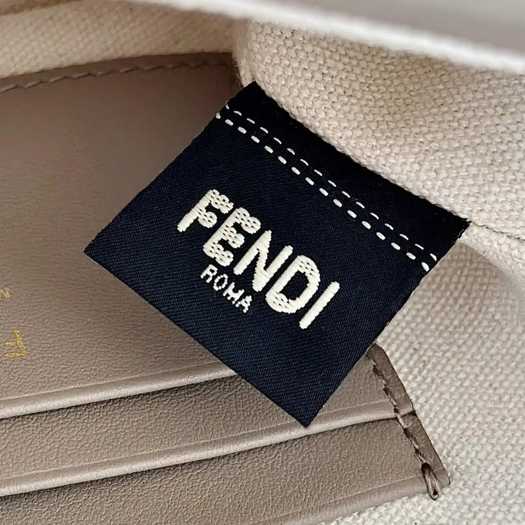 Fendi 8BS017 Mini Baguette canvas bag with FF embroidery 0159BS Ligth Blue