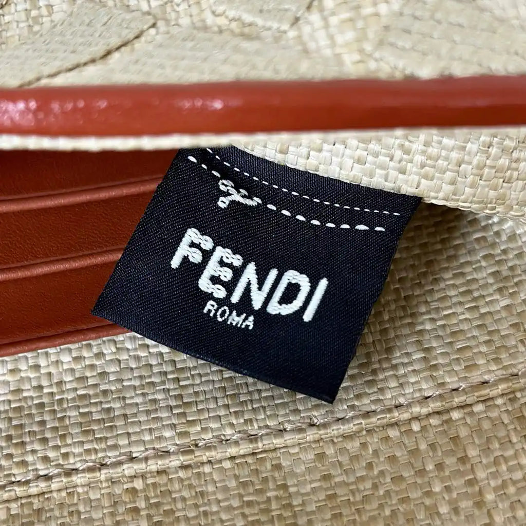 Fendi 8BS017 Mini Baguette canvas bag with FF embroidery 0159BS Tan