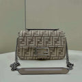 Fendi 8BS017 Mini Baguette Chain Midi Dove gray FF tapestry fabric bag 8579S - Default Title - View 1