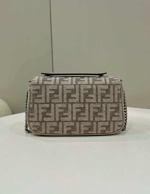 Fendi 8BS017 Mini Baguette Chain Midi Dove gray FF tapestry fabric bag 8579S - Default Title - View 2