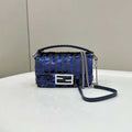 Fendi 8BS017 Mini Baguette Dark and mid blue sequin and leather bag 8601s - Default Title - View 1
