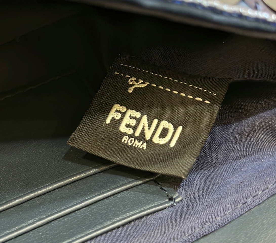 Fendi 8BS017 Mini Baguette Dark and mid blue sequin and leather bag 8601s - Default Title - View 6