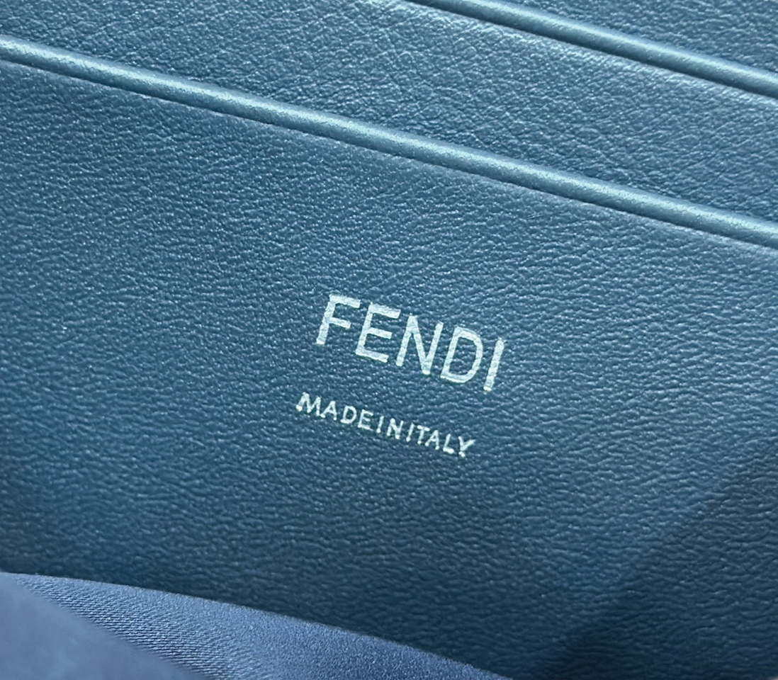 Fendi 8BS017 Mini Baguette Dark and mid blue sequin and leather bag 8601s