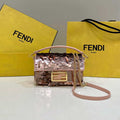 Fendi 8BS017 Mini Baguette Pink sequin and leather bag 8601s - Default Title - View 1
