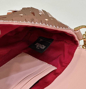 Fendi 8BS017 Mini Baguette Pink sequin and leather bag 8601s - Default Title - View 8