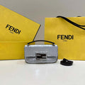 Fendi 8BS017 Mini Baguette Silver sequin and leather bag 8601s - Default Title - View 1