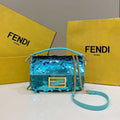 Fendi 8BS017 Mini Baguette Turquoise sequin and leather bag 8601s - Default Title - View 1