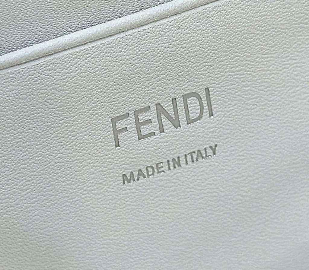 Fendi 8BS017 Mini Baguette White and black canvas bag with FF embroidery 0159BS