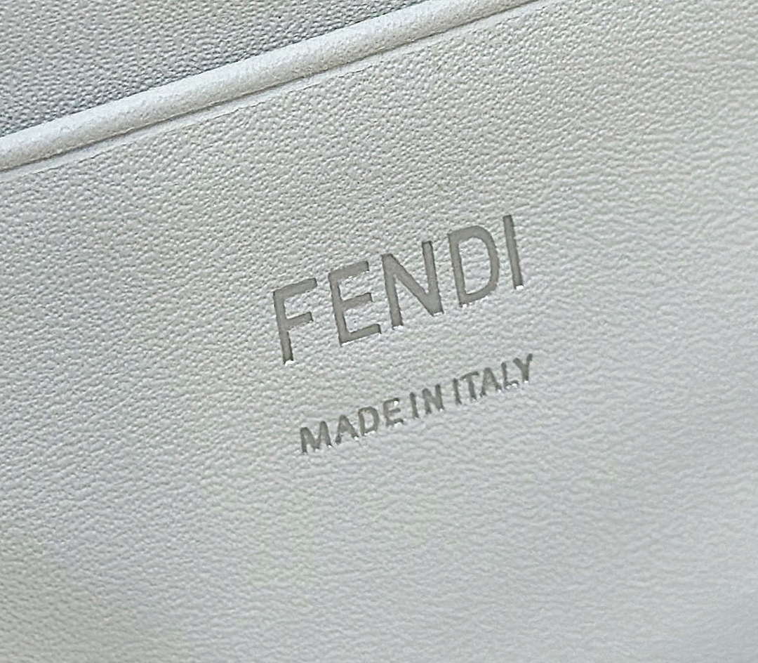 Fendi 8BS017 Mini Baguette White and black canvas bag with FF embroidery 0159BS - Default Title - View 4