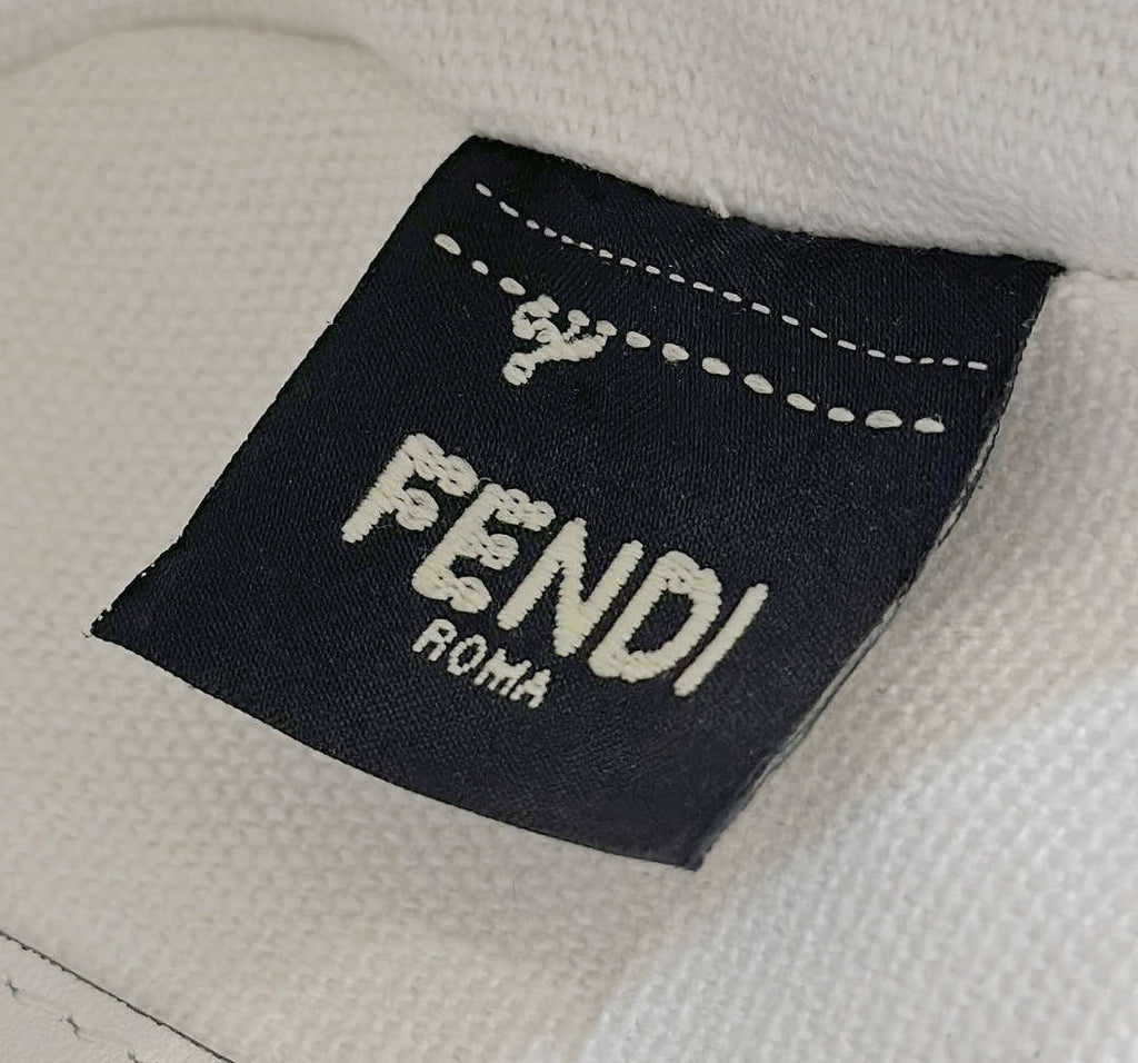 Fendi 8BS017 Mini Baguette White and black canvas bag with FF embroidery 0159BS
