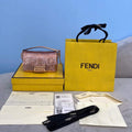 Fendi 8BS049 Mini Baguette 1997 Pink Satin Bag with Sequins 0127S