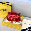 Fendi 8BS049 Mini Baguette 1997 Red Satin Bag with Sequins 0127S