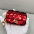Fendi 8BS049 Nano Baguette 1997 Red Satin Bag with Sequins 0136