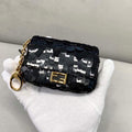 Fendi 8BS049 Nano Baguette 1997 Black Satin Bag with Sequins 0136