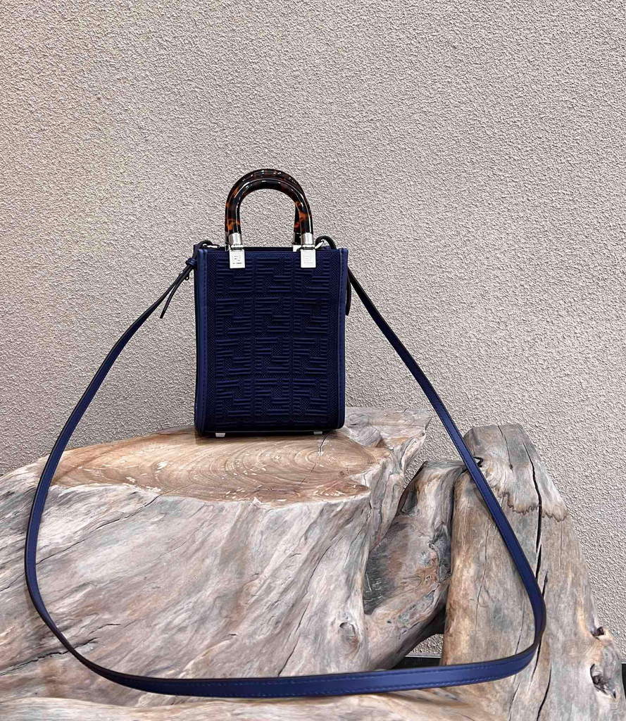 Fendi 8BS051 Mini Sunshine Shopper Bag 8527 Navy Blue - Default Title - View 1