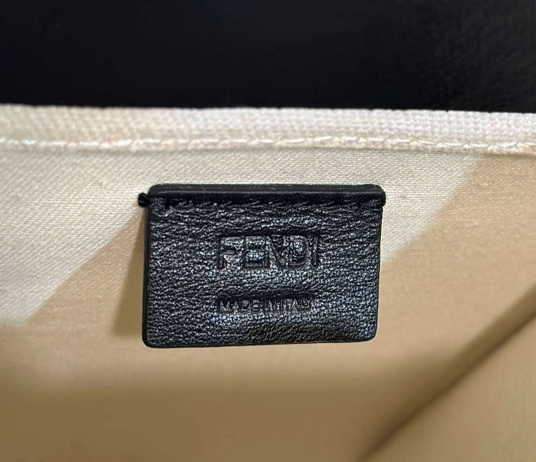 Fendi 8BS051 Mini Sunshine Shopper Black & White Leather Bag 8616S