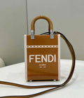 Fendi 8BS051 Mini Sunshine Shopper Brown & White Leather Bag 8616S