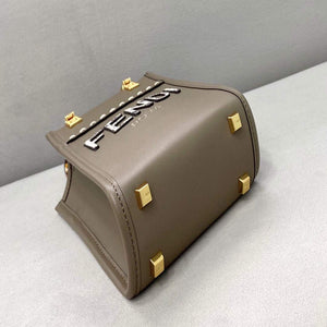 Fendi 8BS051 MINI SUNSHINE SHOPPER Gray leather and elaphe mini-bag - Default Title - View 4