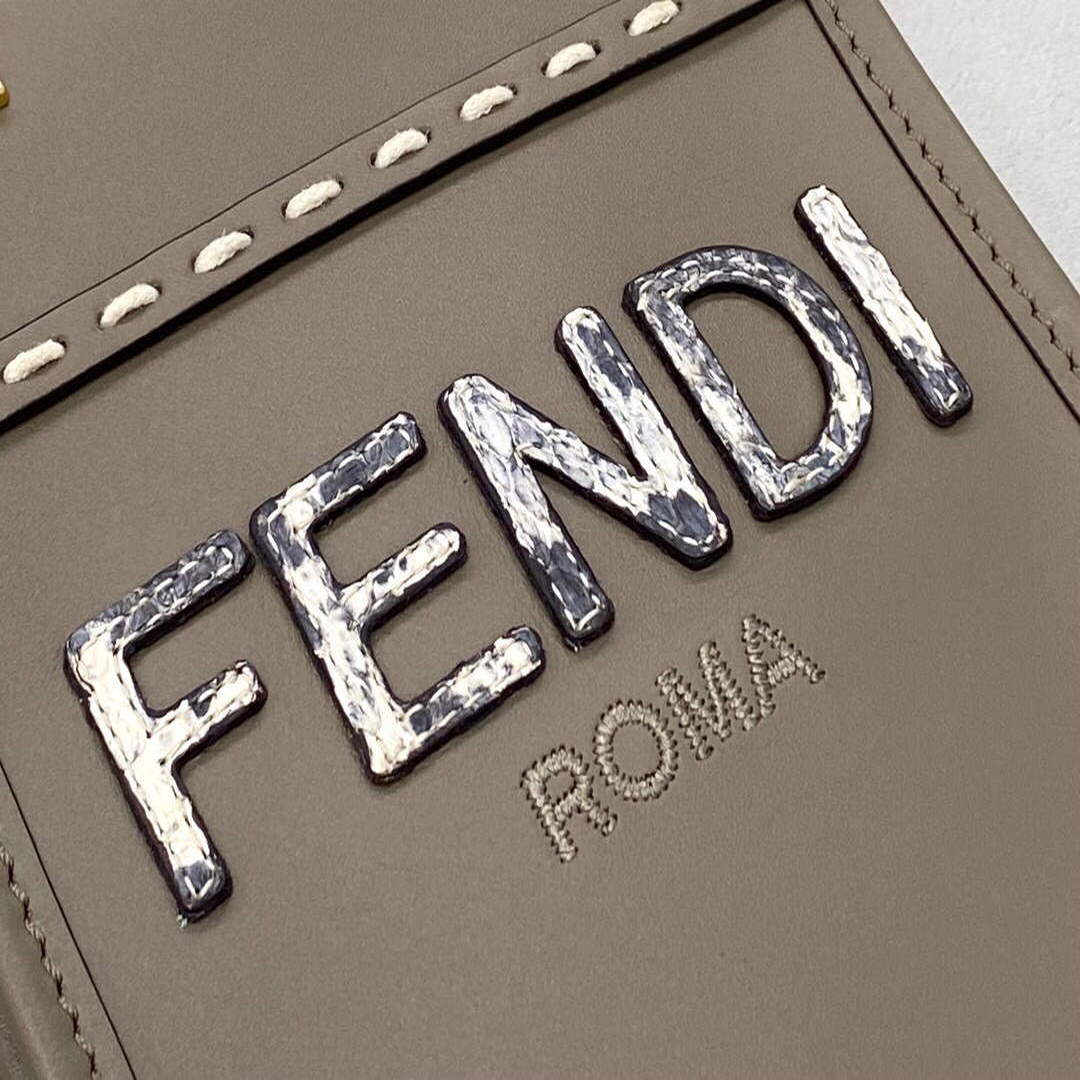 Fendi 8BS051 MINI SUNSHINE SHOPPER Gray leather and elaphe mini-bag