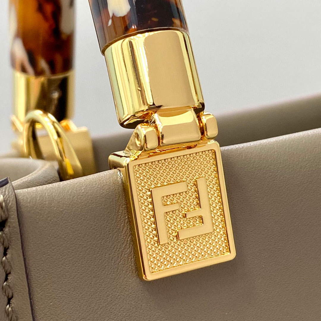 Fendi 8BS051 MINI SUNSHINE SHOPPER Gray leather and elaphe mini-bag - Default Title - View 8