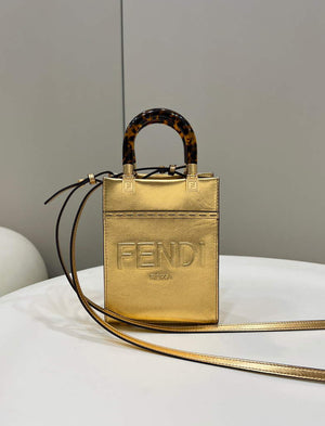 Fendi 8BS051 Mini Sunshine Gold laminated leather shopper - Default Title - View 1