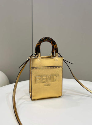 Fendi 8BS051 Mini Sunshine Gold laminated leather shopper - Default Title - View 2
