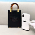 Fendi 8BS051 Mini Sunshine Shopper Leather Bag 8376A Black - luxibagsmall
