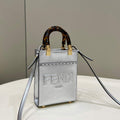 Fendi 8BS051 Mini Sunshine Silver laminated leather shopper - Default Title - View 1