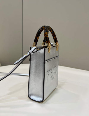 Fendi 8BS051 Mini Sunshine Silver laminated leather shopper - Default Title - View 2