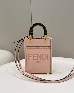 Fendi 8BS051 Mini Sunshine Pink laminated leather shopper - Default Title - View 1