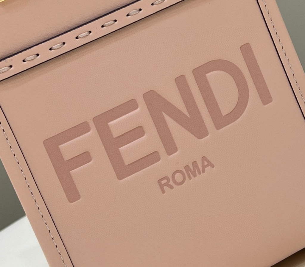 Fendi 8BS051 Mini Sunshine Pink laminated leather shopper