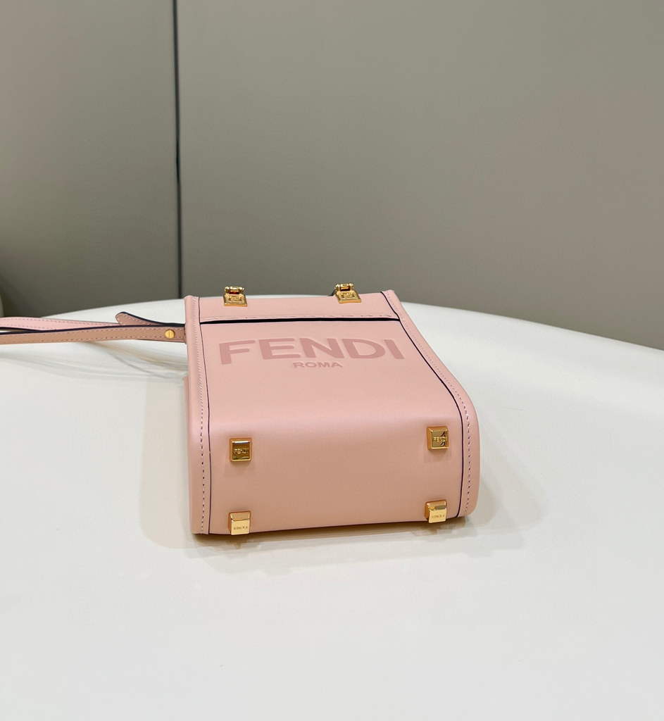 Fendi 8BS051 Mini Sunshine Pink laminated leather shopper