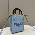 Fendi 8BS051 Mini Sunshine Blue laminated leather shopper - Default Title - View 1