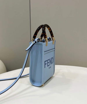 Fendi 8BS051 Mini Sunshine Blue laminated leather shopper - Default Title - View 3