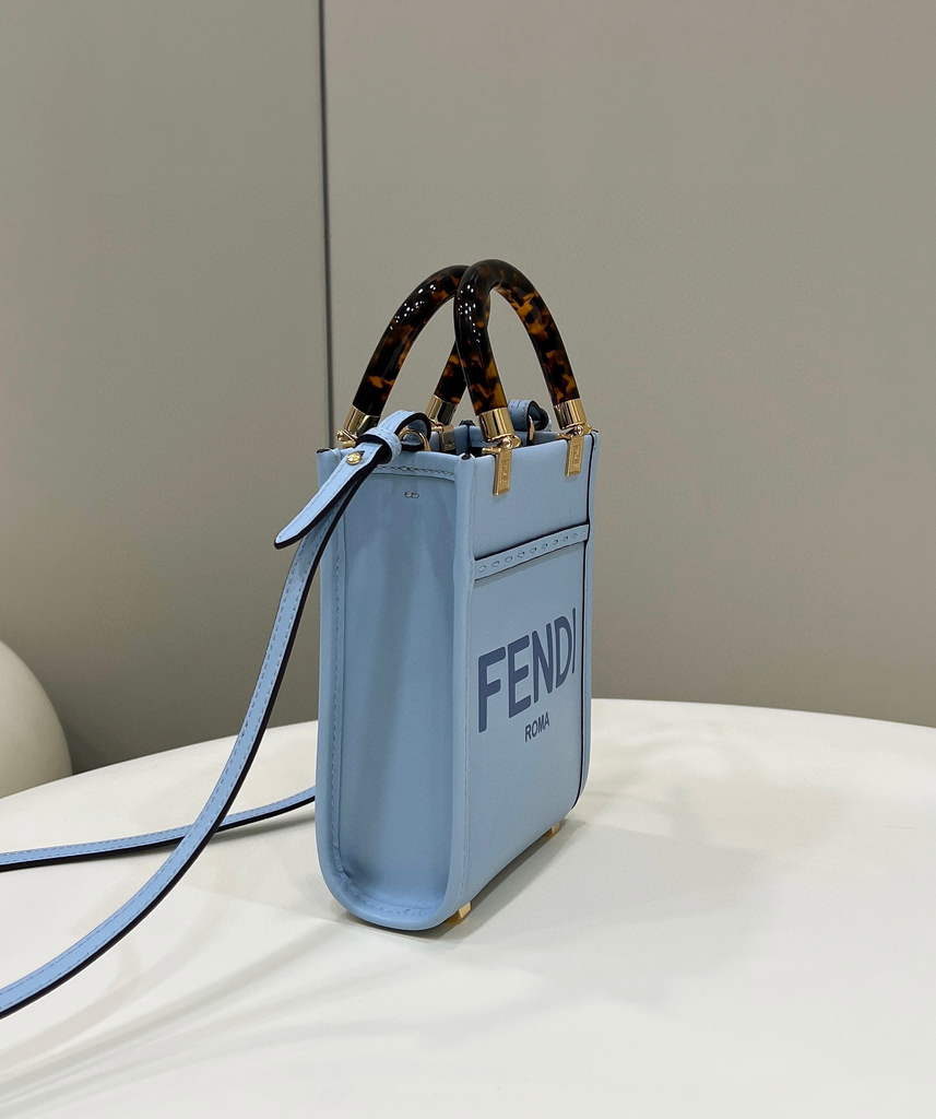 Fendi 8BS051 Mini Sunshine Blue laminated leather shopper - Default Title - View 3