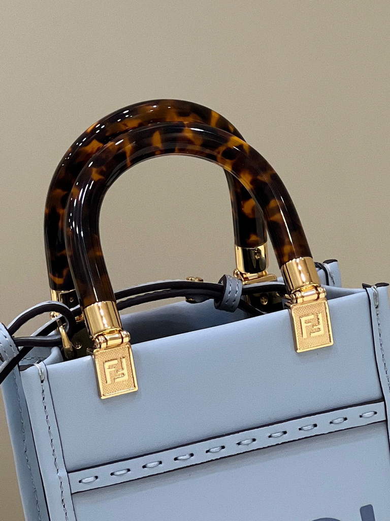 Fendi 8BS051 Mini Sunshine Blue laminated leather shopper
