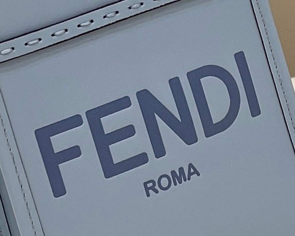Fendi 8BS051 Mini Sunshine Blue laminated leather shopper