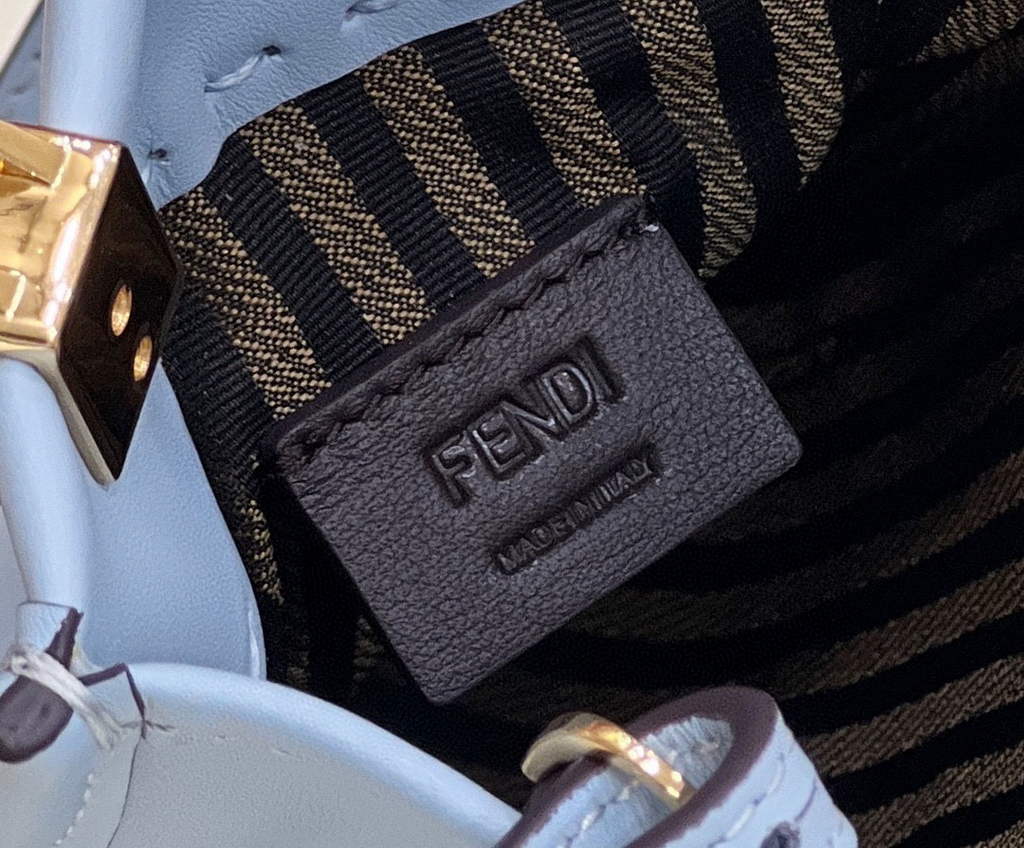Fendi 8BS051 Mini Sunshine Blue laminated leather shopper