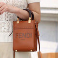 Fendi 8BS051 Mini Sunshine Shopper Leather Bag 8376A Brown - luxibagsmall