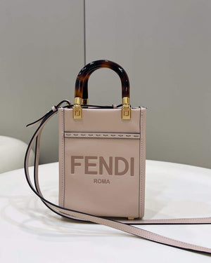 Fendi 8BS051 Mini Sunshine Light Pink laminated leather shopper - Default Title - View 1
