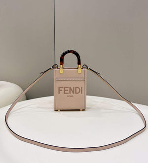 Fendi 8BS051 Mini Sunshine Light Pink laminated leather shopper - Default Title - View 2