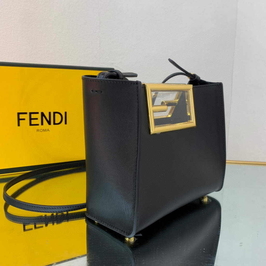 Fendi 8BS054 fendi way small Black Leather Bag