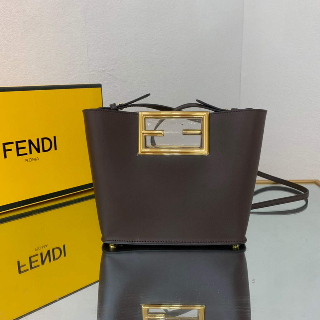 Fendi 8BS054 fendi way small Brown Leather Bag