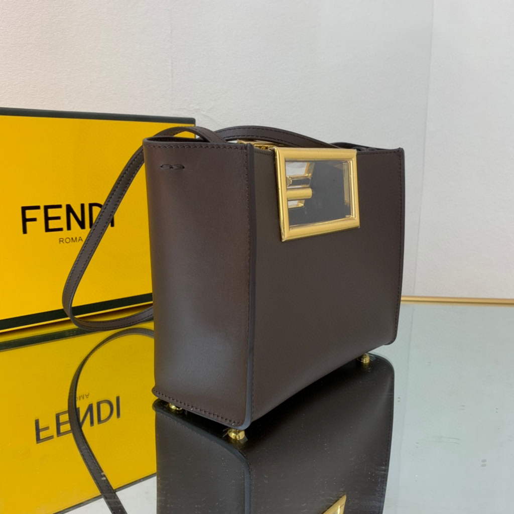 Fendi 8BS054 fendi way small Brown Leather Bag