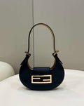 Fendi 8BS065 Fendi Cookie Black leather mini Croissant bag 8556